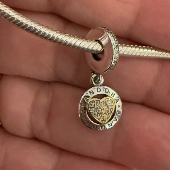 Pandora Silver and Gold Heart Charm - Picture 2 of 8